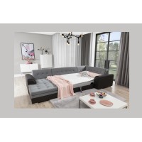 Canapé panoramique convertible CALDERO 5 places marron – angle gauche 
