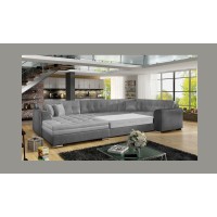 Canapé panoramique convertible CALDERO 5 places gris clair et foncé – angle gauche 