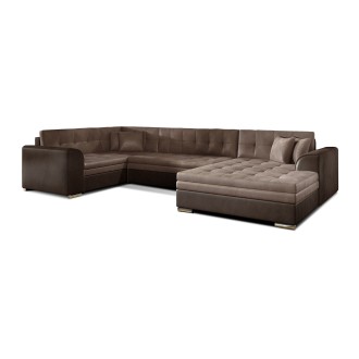 Canapé panoramique convertible CALDERO 5 places marron – angle droit 