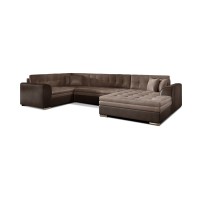 Canapé panoramique convertible CALDERO 5 places marron – angle droit 