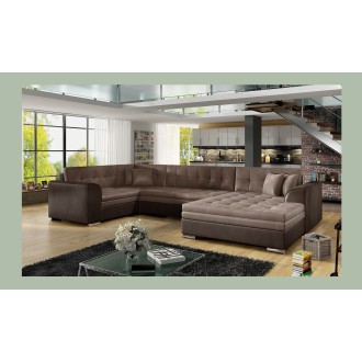 Canapé panoramique convertible CALDERO 5 places marron – angle droit 