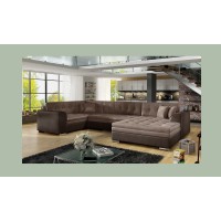Canapé panoramique convertible CALDERO 5 places marron – angle droit 