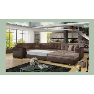 Canapé panoramique convertible CALDERO 5 places marron – angle droit 