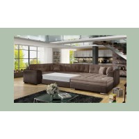 Canapé panoramique convertible CALDERO 5 places marron – angle droit 