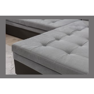 Canapé panoramique convertible CALDERO 5 places gris clair et foncé – angle droit 