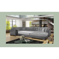 Canapé panoramique convertible CALDERO 5 places gris clair et foncé – angle droit 