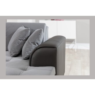 Canapé panoramique convertible CALDERO 5 places gris clair et foncé – angle droit 