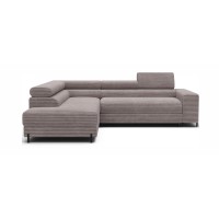Canapé d'angle COLESIA convertible 5 places gris velours côtelé – gauche – 274x200cm 