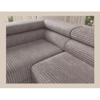 Canapé d'angle COLESIA convertible 5 places gris velours côtelé – gauche – 274x200cm 