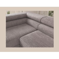 Canapé d'angle COLESIA convertible 5 places gris velours côtelé – gauche – 274x200cm 
