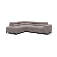 Canapé d'angle COLESIA convertible 5 places gris velours côtelé – gauche – 274x200cm 