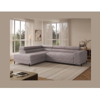 Canapé d'angle COLESIA convertible 5 places gris velours côtelé – gauche – 274x200cm 