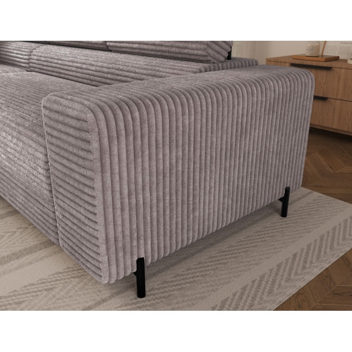Canapé d'angle COLESIA convertible 5 places gris velours côtelé – gauche – 274x200cm 