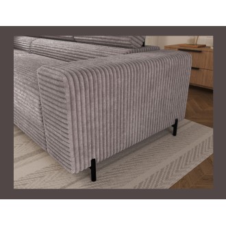 Canapé d'angle COLESIA convertible 5 places gris velours côtelé – gauche – 274x200cm 