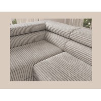 Canapé d'angle COLESIA convertible 5 places blanc crème velours côtelé – gauche – 274x200cm 