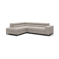 Canapé d'angle COLESIA convertible 5 places blanc crème velours côtelé – gauche – 274x200cm 