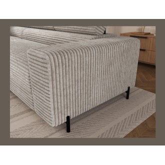 Canapé d'angle COLESIA convertible 5 places blanc crème velours côtelé – gauche – 274x200cm 