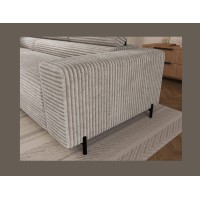 Canapé d'angle COLESIA convertible 5 places blanc crème velours côtelé – gauche – 274x200cm 