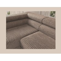 Canapé d'angle COLESIA convertible 5 places brun clair velours côtelé – gauche – 274x200cm 