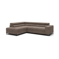 Canapé d'angle COLESIA convertible 5 places brun clair velours côtelé – gauche – 274x200cm 