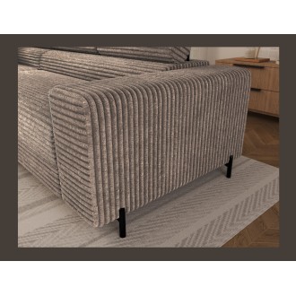 Canapé d'angle COLESIA convertible 5 places brun clair velours côtelé – gauche – 274x200cm 