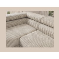 Canapé d'angle COLESIA convertible 5 places beige velours côtelé – gauche – 274x200cm 