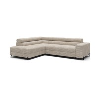 Canapé d'angle COLESIA convertible 5 places beige velours côtelé – gauche – 274x200cm 