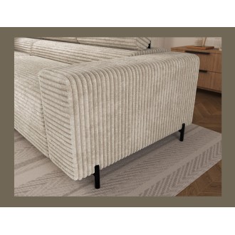 Canapé d'angle COLESIA convertible 5 places beige velours côtelé – gauche – 274x200cm 