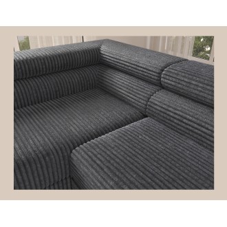 Canapé d'angle COLESIA convertible 5 places gris foncé velours côtelé – gauche – 274x200cm 