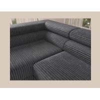 Canapé d'angle COLESIA convertible 5 places gris foncé velours côtelé – gauche – 274x200cm 