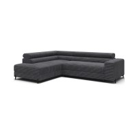 Canapé d'angle COLESIA convertible 5 places gris foncé velours côtelé – gauche – 274x200cm 
