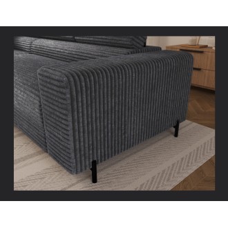 Canapé d'angle COLESIA convertible 5 places gris foncé velours côtelé – gauche – 274x200cm 