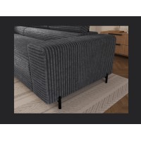 Canapé d'angle COLESIA convertible 5 places gris foncé velours côtelé – gauche – 274x200cm 