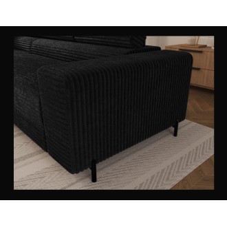 Canapé d'angle COLESIA convertible 5 places noir velours côtelé – gauche – 274x200cm 