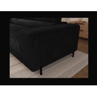 Canapé d'angle COLESIA convertible 5 places noir velours côtelé – gauche – 274x200cm 