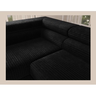 Canapé d'angle COLESIA convertible 5 places noir velours côtelé – gauche – 274x200cm 