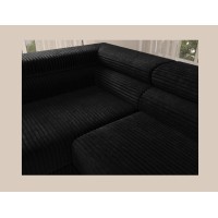 Canapé d'angle COLESIA convertible 5 places noir velours côtelé – gauche – 274x200cm 