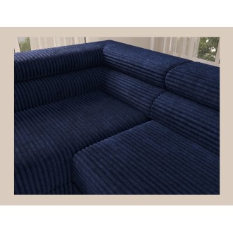 Canapé d'angle COLESIA convertible 5 places bleu foncé velours côtelé – gauche – 274x200cm 