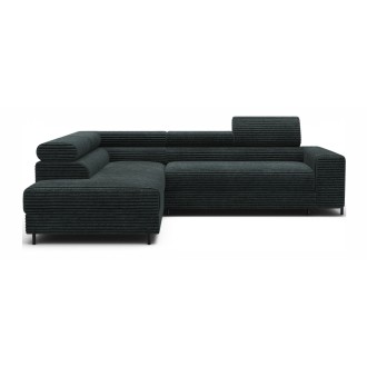 Canapé d'angle COLESIA convertible 5 places vert foncé velours côtelé – gauche – 274x200cm 