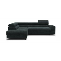 Canapé d'angle COLESIA convertible 5 places vert foncé velours côtelé – gauche – 274x200cm 