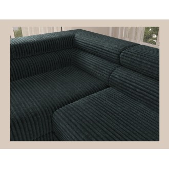 Canapé d'angle COLESIA convertible 5 places vert foncé velours côtelé – gauche – 274x200cm 