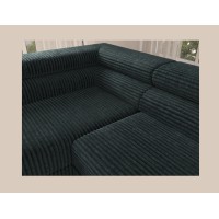 Canapé d'angle COLESIA convertible 5 places vert foncé velours côtelé – gauche – 274x200cm 
