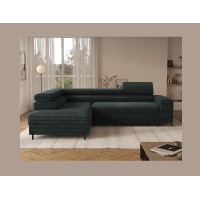 Canapé d'angle COLESIA convertible 5 places vert foncé velours côtelé – gauche – 274x200cm 