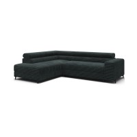 Canapé d'angle COLESIA convertible 5 places vert foncé velours côtelé – gauche – 274x200cm 