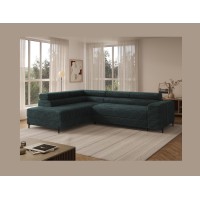 Canapé d'angle COLESIA convertible 5 places vert foncé velours côtelé – gauche – 274x200cm 