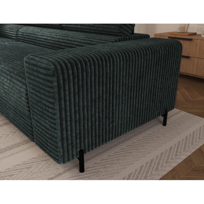 Canapé d'angle COLESIA convertible 5 places vert foncé velours côtelé – gauche – 274x200cm 