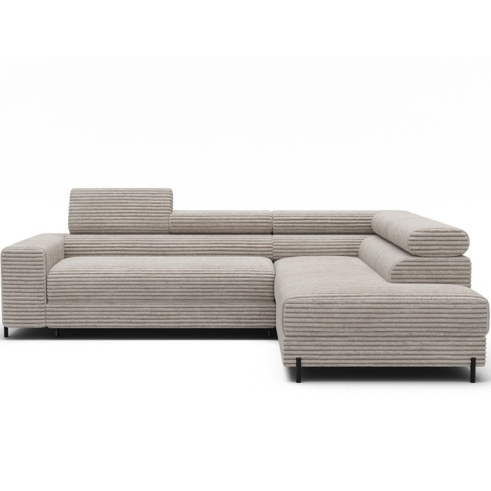 Canapé d'angle COLESIA convertible 5 places gris velours côtelé – droit – 274x200cm 