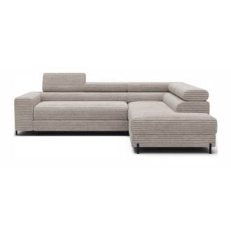 Canapé d'angle COLESIA convertible 5 places gris velours côtelé – droit – 274x200cm 