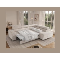 Canapé d'angle COLESIA convertible 5 places gris velours côtelé – droit – 274x200cm 