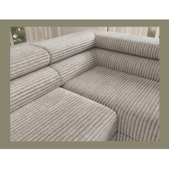 Canapé d'angle COLESIA convertible 5 places gris velours côtelé – droit – 274x200cm 